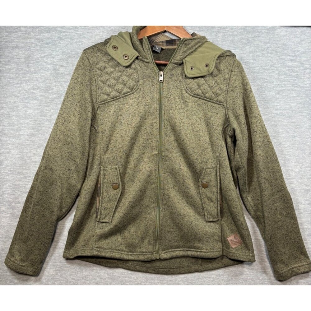 Eddie‎ Bauer Olive Green Womens Hooded Full Zip Jacket Size L Casual